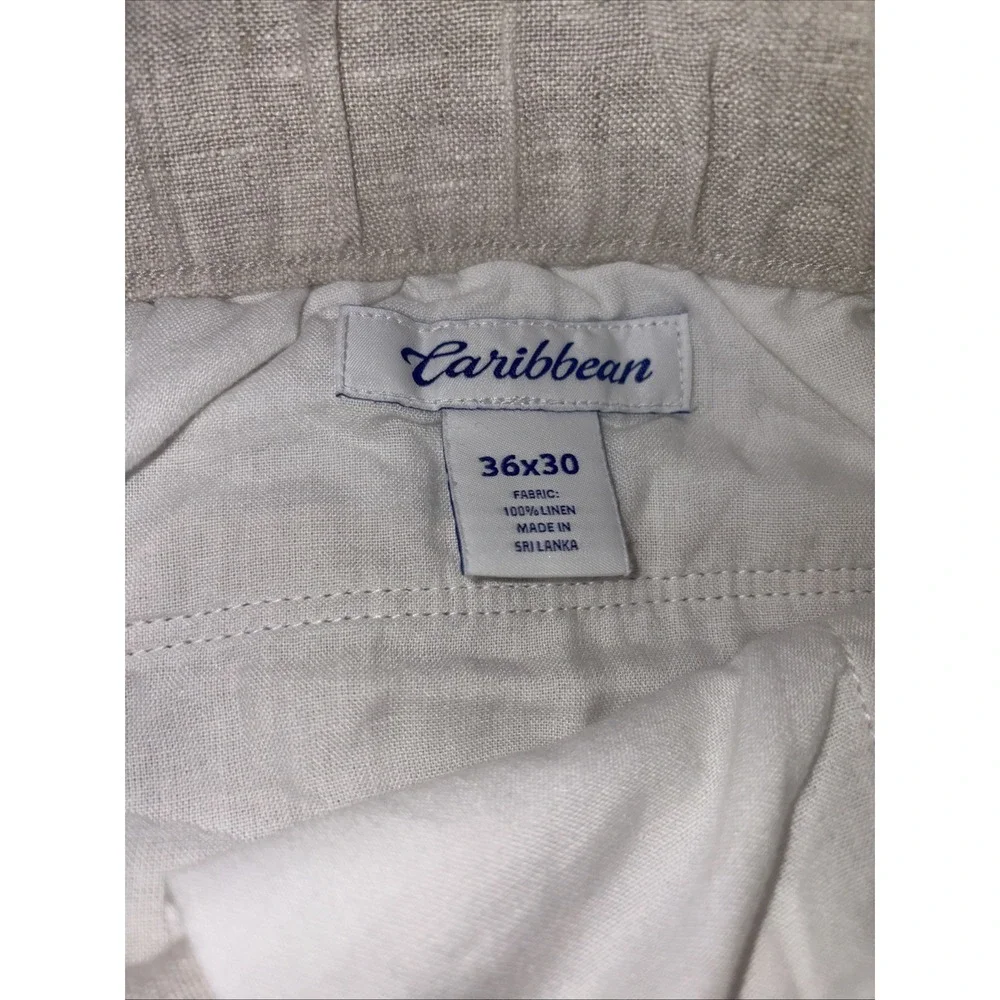 Caribbean 100% Linen Pants Men's Size 36x30 Tan Drawstring Resort Summer